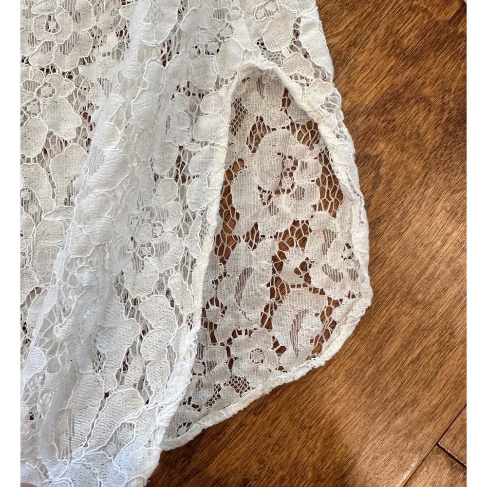 Anthropologie Calligraphie Lace Button Up Shirt Cream‎ Romantic Sheer Blouse M - Picture 12 of 12